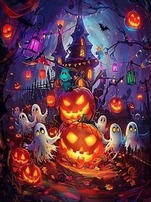 neuveden: Diamantový obrázek - Halloweenský zámek 30x40 cm neuveden: Diamantový obrázek - Halloweenský zámek 30x40 cm