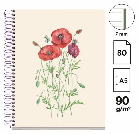 : Poznámkový blok Entredos NB-1, A5, 90g, karton, 80 listů, linka - Papaver R