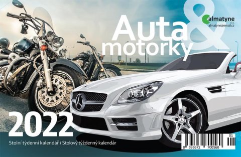 neuveden: Kalendář 2022 - Auta a motorky, stolní týdenní, 214 x 140 mm