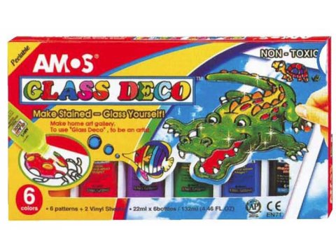 neuveden: Barvy na sklo sada 6 x 22 ml + šablony a fólie