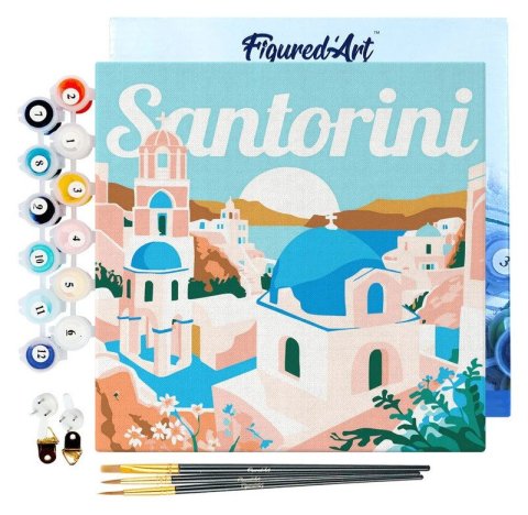 : Mini malování podle čísel - Travel Poster Východ Slunce Santorini 20x20cm n
