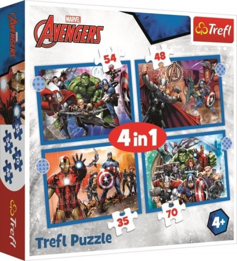 neuveden: Trefl Puzzle Stateční Avengers 4v1 (35,48,54,70 dílků)