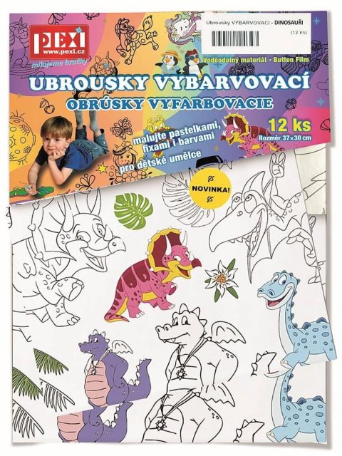 neuveden: Vybarvovací ubrousky Dinosauři 12 kusů