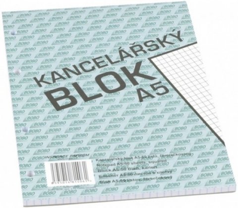 neuveden: Kancelářský blok A5, čtvereček, 50 listů