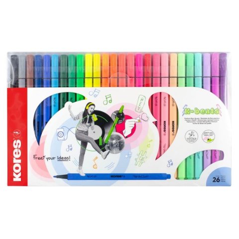 neuveden: Fixy Kores K-Beats - střední hrot, šíře M - 26 barev (vč. 8 pastelových a 4