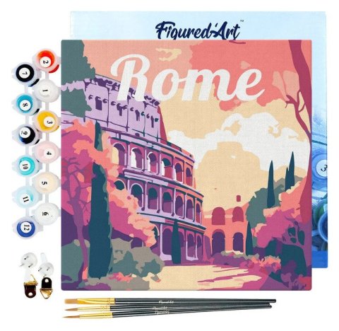: Mini malování podle čísel - Travel poster Rome 20x20cm na rámu