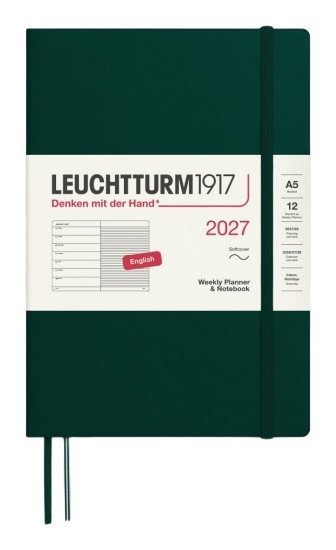 -: Týdenní plánovač & Zápisník Forest Green, Medium A5 2027, Softcover, anglic