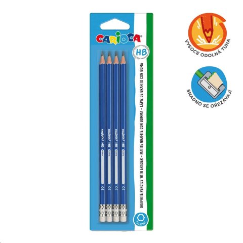 neuveden: Carioca šestihanná tužka HB s pryží - 4 ks