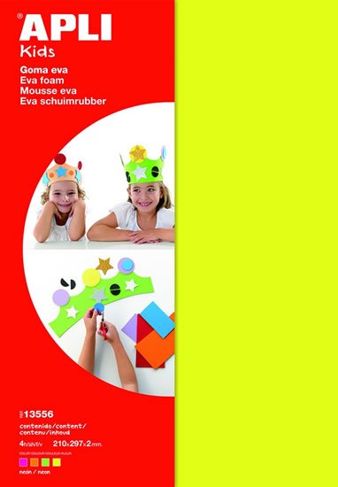 neuveden: APLI pěnovka fluorescenční 210 x 297 mm - mix fluo barev 4 ks