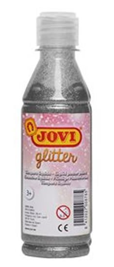 neuveden: JOVI temperová barva glittrová 250 ml v lahvi stříbrná