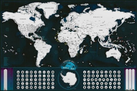 neuveden: Stírací mapa světa EN - silver classic XXL