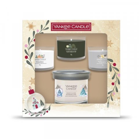 neuveden: YANKEE CANDLE Dárková sada 1ks tumbler malý: Snow Globe Wonderland a 3 ks v