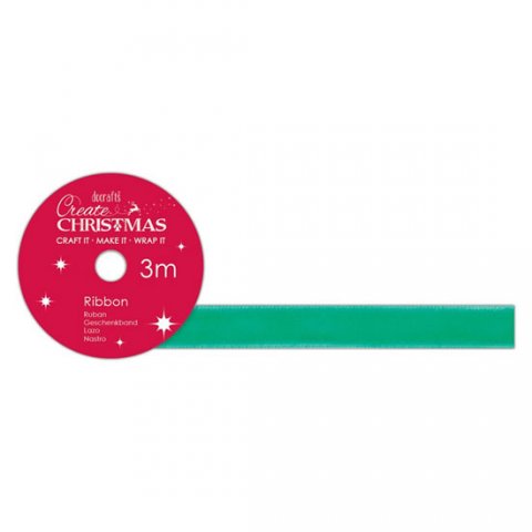 neuveden: DOCRAFTS sametová stuha - zelená 1 cm x 3 m