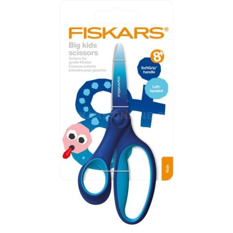 neuveden: Fiskars Velké dětské nůžky 15 cm pro leváky, světle a tmavě modrá