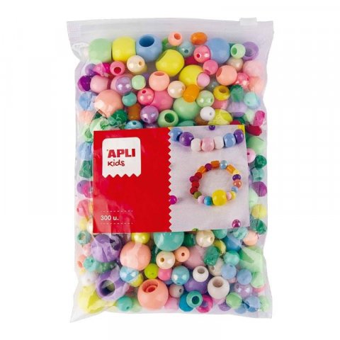 neuveden: Apli plastové korálky - jumbo pack, 300 ks, navlékací, mix velikostí a bare
