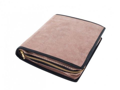 neuveden: Kožený obal na knihu se zipem - kůže hnědá semiš