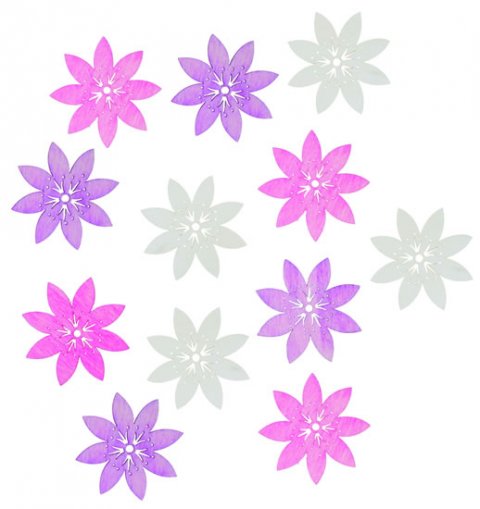 neuveden: Dřevěné výseky 4cm - květy růžový mix 12ks