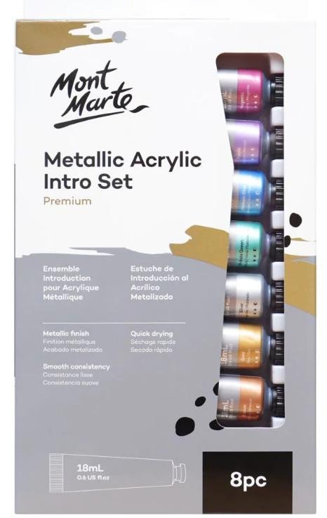 neuveden: Mont Marte Sada akrylových barev Metall 8181, tuba 8x18 ml