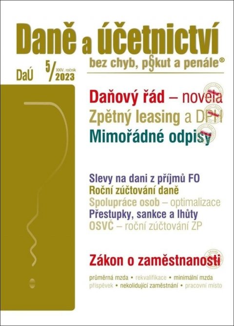 neuveden: DaÚ 5/2023 Daně a účetnictví bez chyb, pokut a penále