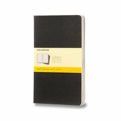 neuveden: Sešity Moleskine Cahier, L, čtverečkované, 3 ks - černé