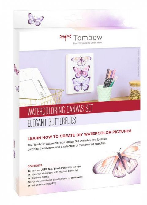 neuveden: Tombow Sada Watercoloring Canvas Set Elegant Butterflies