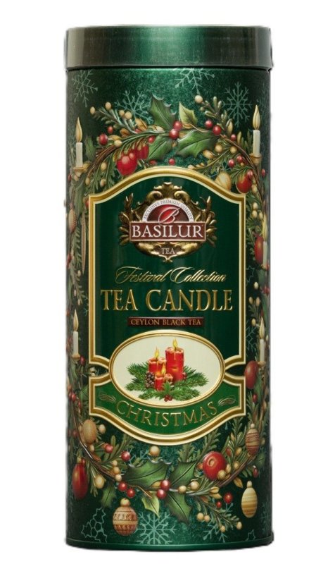 : BASILUR Festival Candle Green Edition plech 75g + čajová svíčka 11g