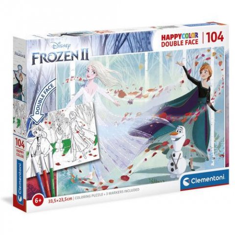 neuveden: Clementoni Puzzle Double face colouring - Frozen 2, 104 dílků
