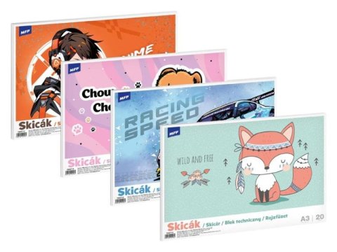 neuveden: Skicák A3/20 listů - mix motivů