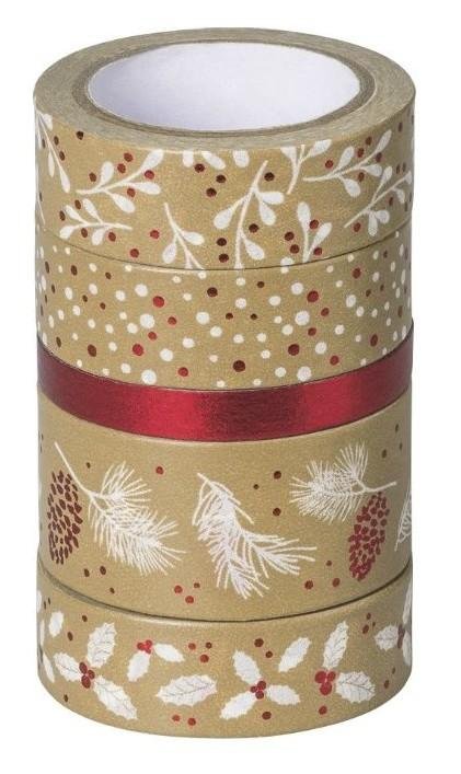 neuveden: HEYDA Sada ozdobných lepicích pásek - natur, červená