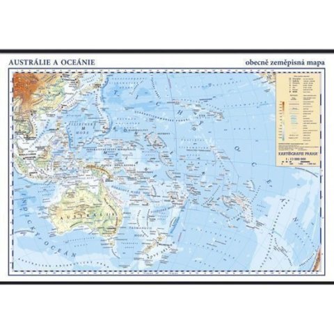 neuveden: Austrálie a Oceánie - školní nástěnná zeměpisná mapa 1:13 mil./136x96 cm