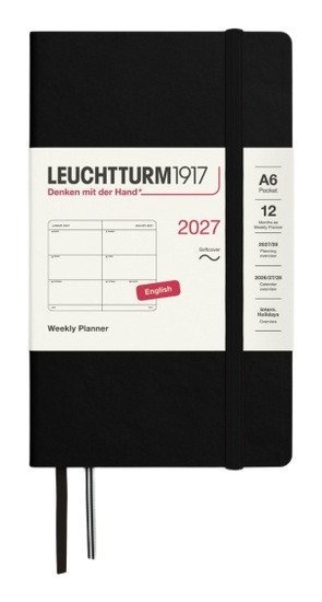 -: Týdenní plánovač Black, Pocket A6 2027, Softcover, anglicky
