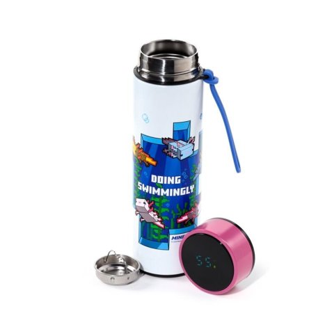 neuveden: Minecraft Nerezová termoláhev s digitálním teploměrem 450ml - Axolotl