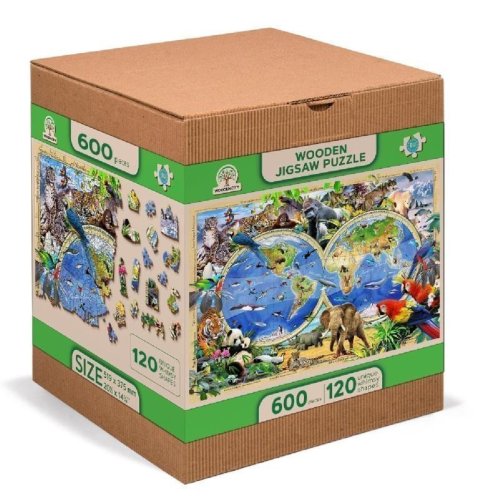 neuveden: Dřevěné puzzle Mapa Království zvířat XL,600 dílků