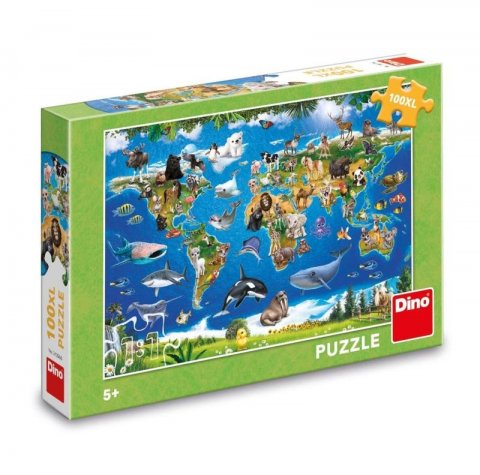 neuveden: Puzzle Mapa zvířat 100 XL dílků