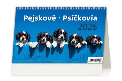 neuveden: Kalendář stolní 2026 - Pejskové/Psíčkovia