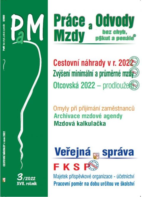 Jouza Ladislav: PaM 3/2022 Cestovní náhrady v roce 2022