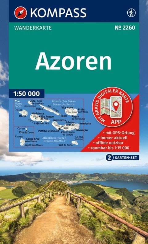 : Azory 1:50 000 / sada 2 turistických map KOMPASS 2260