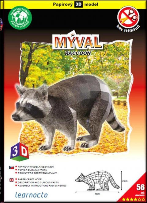 neuveden: Mýval – Papírový 3D model/56 dílků