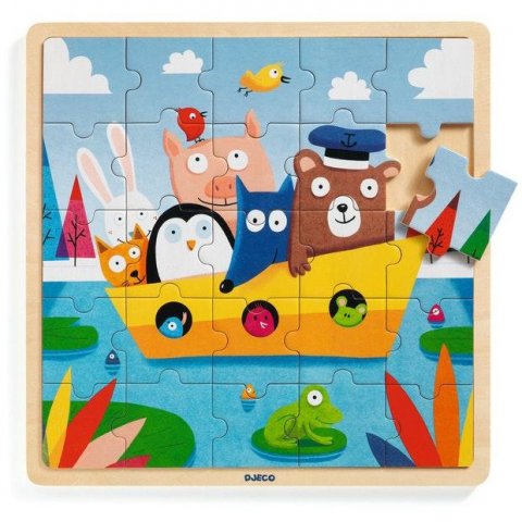 neuveden: Djeco Dřevěné puzzle loďka