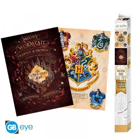 neuveden: Harry Potter Set plakátů - Bradavický znak  Pobertův plánek 2 ks