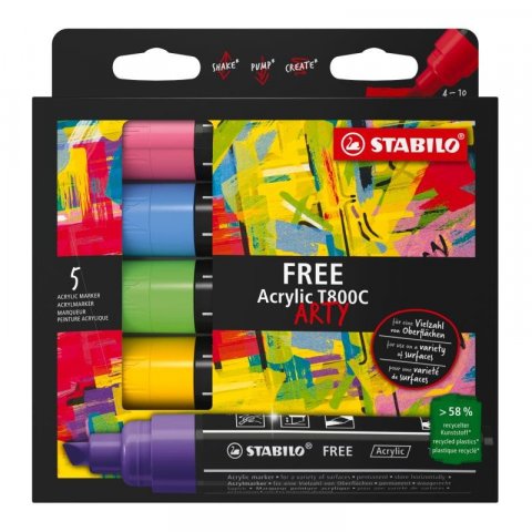 neuveden: Akrylový popisovač STABILO FREE Acrylic - klínový hrot 4-10 mm - sada Seasi