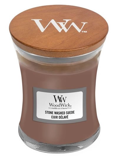 neuveden: WoodWick Stone Washed Suede svíčka váza 85g