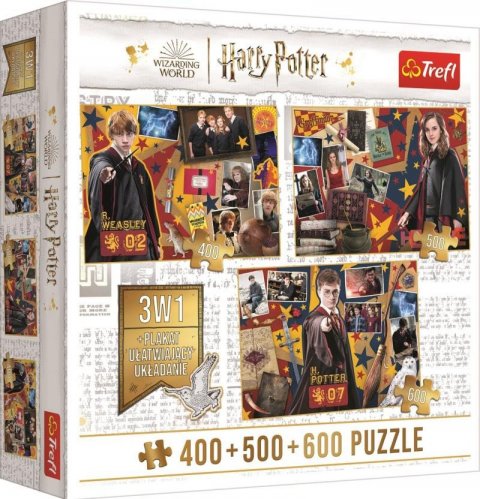 neuveden: Trefl Puzzle Harry Potter: Ron, Hermiona a Harry 400 + 500 + 600 dílků
