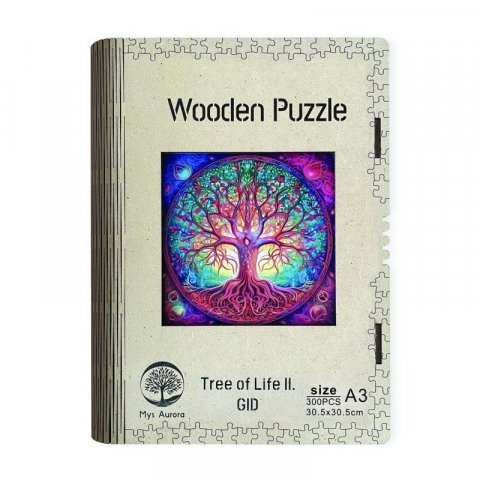 neuveden: Dřevěné puzzle/Strom života II A3 svítící ve tmě