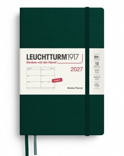 -: Týdenní plánovač Forest Green, Paperback B6+ 2027, anglicky