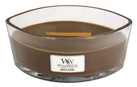 neuveden: WoodWick Amber & incense svíčka loď 453,6g
