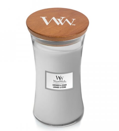 neuveden: WoodWick Lavender & Cedar svíčka váza 609g