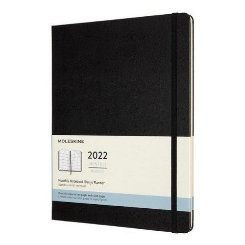 neuveden: Moleskine Měsíční diář 2022 černý XL, tvrdý
