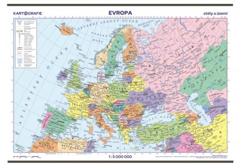 neuveden: Evropa - nástěnná mapa Státy a území 1:5 000 000