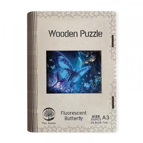 neuveden: Dřevěné puzzle/Fluorescentní motýl A3